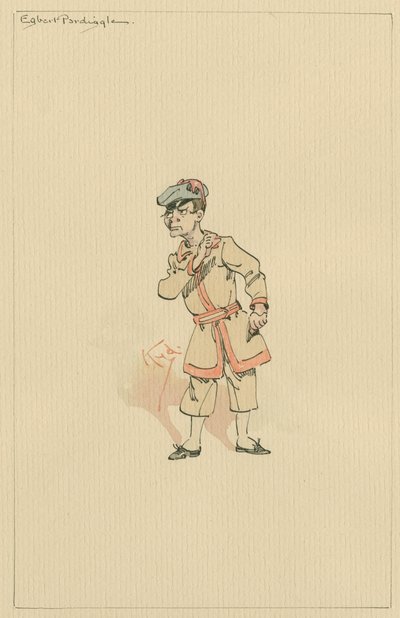 Egbert Pardiggle, ca. 1920er (Feder und Tinte mit Aquarell auf Papier) von Joseph Clayton Clarke